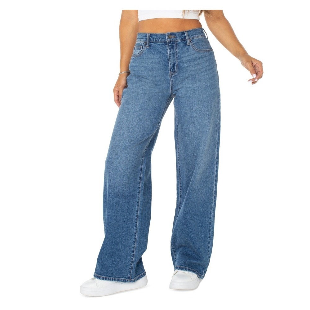 Celebrity Pink Juniors Mandy Baggy Jeans Size S Medium Wash High Rise Wide Leg - Picture 1 of 9